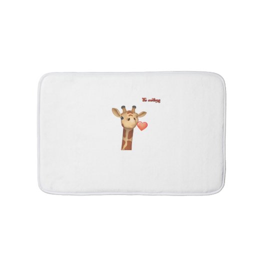 Emoji knipogen Kissing Heart Giraffe Face Badmat (Voorkant)