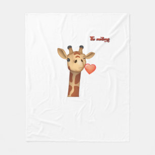 Emoji knipogen Kissing Heart Giraffe Face Fleece Deken