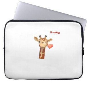 Emoji knipogen Kissing Heart Giraffe Face Laptop Sleeve
