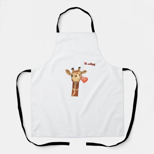 Emoji knipogen Kissing Heart Giraffe Face Schort (Voorkant)
