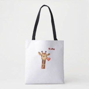 Emoji knipogen Kissing Heart Giraffe Face Tote Bag
