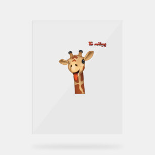 emoji knipogen tong uit giraffe gezicht acryl bord