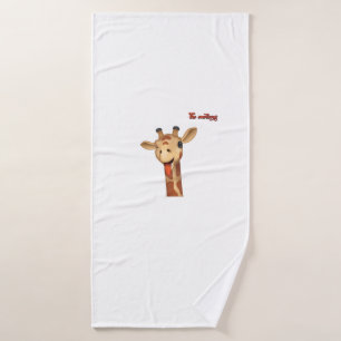 emoji knipogen tong uit giraffe gezicht badhanddoek