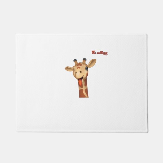 emoji knipogen tong uit giraffe gezicht deurmat (Voorkant)