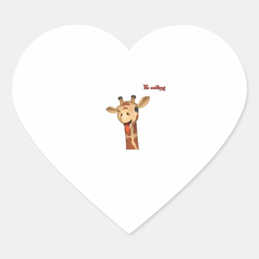 emoji knipogen tong uit giraffe gezicht hart sticker (Voorkant)