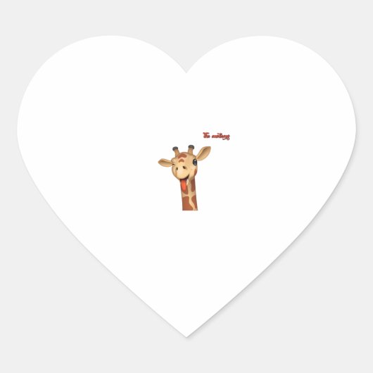 emoji knipogen tong uit giraffe gezicht hart sticker (Voorkant)