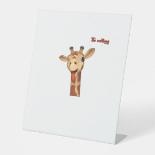 emoji knipogen tong uit giraffe gezicht reclamebord met voetstuk