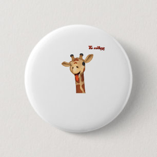 emoji knipogen tong uit giraffe gezicht ronde button 5,7 cm