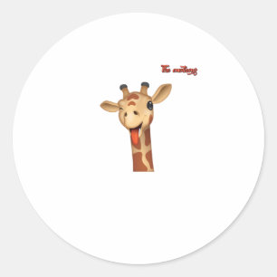 emoji knipogen tong uit giraffe gezicht ronde sticker