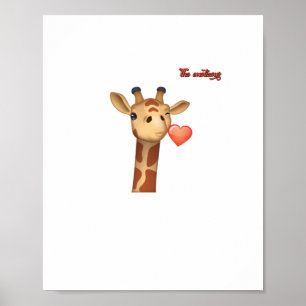 emoji knipogend kussend hart giraffe gezicht   poster