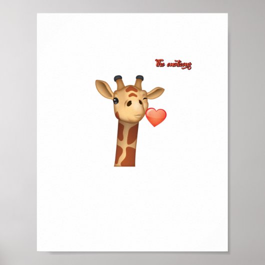 emoji knipogend kussend hart giraffe gezicht   poster (Voorkant)