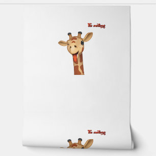 emoji knipogend tong uit giraffe gezicht behang