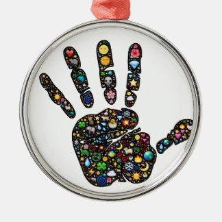 Emoji-kunst handdruk met natuurlijke wereldpictogr metalen ornament
