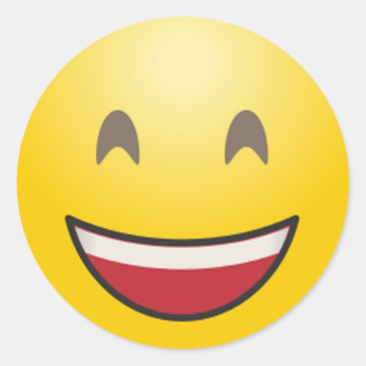 Emoji lachend gezicht met open mond & lachende oge ronde sticker (Voorkant)