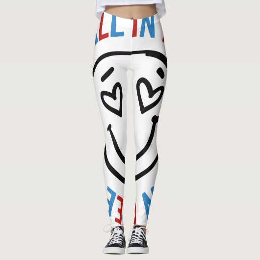 Emoji Leggings, Funny Love Face Cute Smile Emotico Leggings (Voorkant)