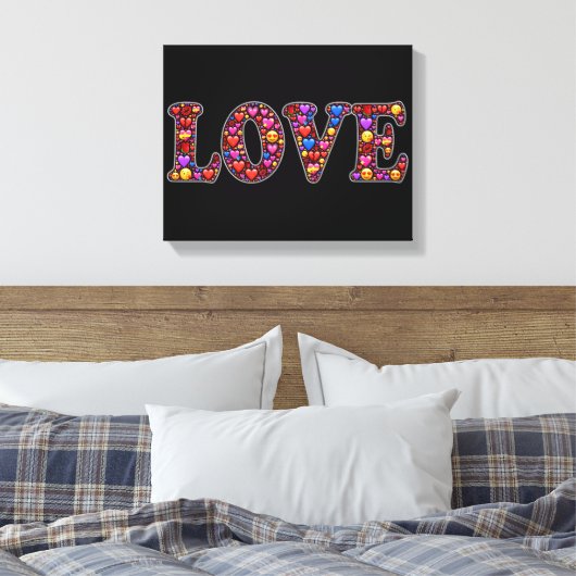 Emoji liefde verpakt canvas (Insitu (Slaapkamer))