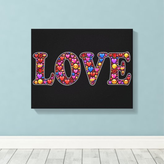 Emoji liefde verpakt canvas (Insitu (Houten vloer))