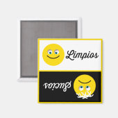 Emoji Limpios Sucios Dishwasher Black White Magnet (Voorkant / Achterkant)