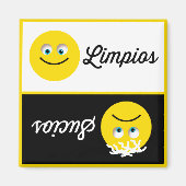 Emoji Limpios Sucios Dishwasher Black White Magnet (Voorkant)