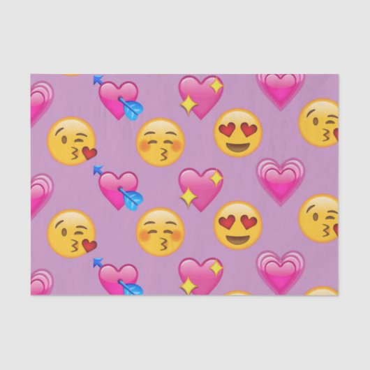 Emoji Love and Hearts roze Pattern Tissuepapier (Voorkant)