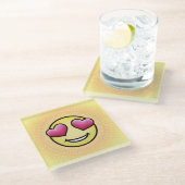 Emoji Love Glazen Onderzetter (Schuin)