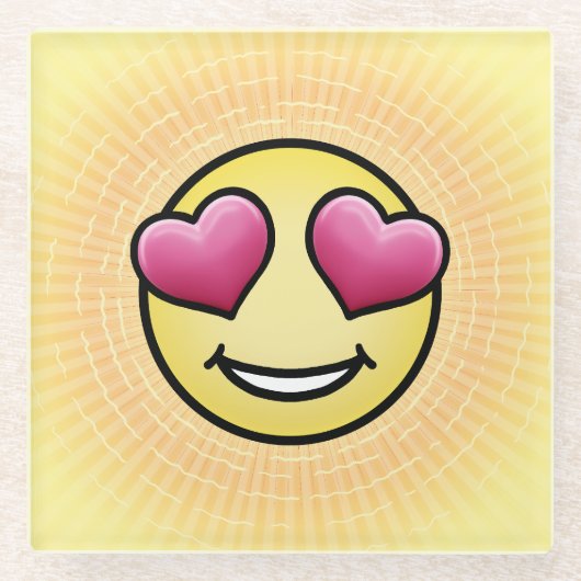 Emoji Love Glazen Onderzetter (Voorkant)