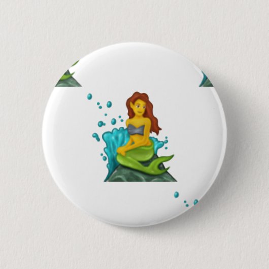 emoji mermaid ronde button 5,7 cm (Voorkant)