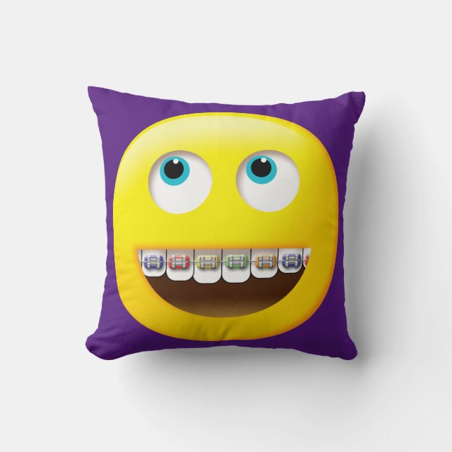 Emoji met Braces Pillow Kussen (Voorkant)
