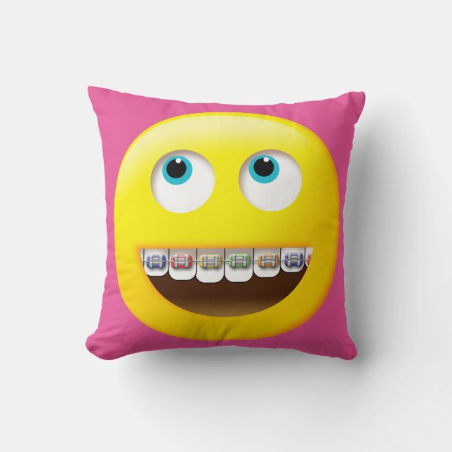 Emoji met Braces Pillow Kussen (Voorkant)