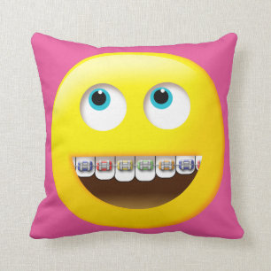 Emoji met Braces Pillow Kussen