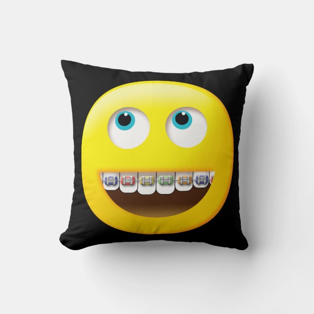 Emoji met Braces Pillow Kussen (Voorkant)