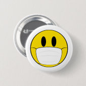 Emoji met geïllustreerd masker ronde button 5,7 cm (Voorkant /achterkant)