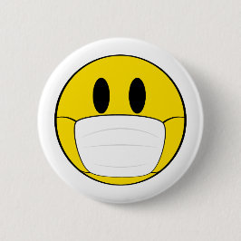 Emoji met geïllustreerd masker ronde button 5,7 cm