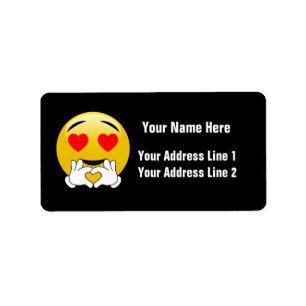 Emoji met hart ogen & handen etiket
