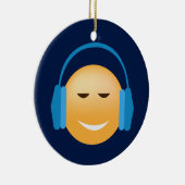 Emoji met hoofdtelefoon keramisch ornament (Rechts)
