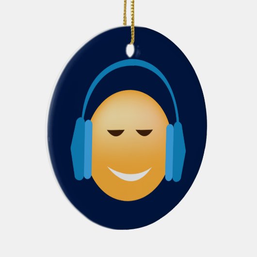 Emoji met hoofdtelefoon keramisch ornament (Rechts)