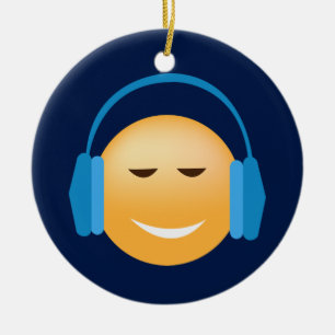 Emoji met hoofdtelefoon keramisch ornament