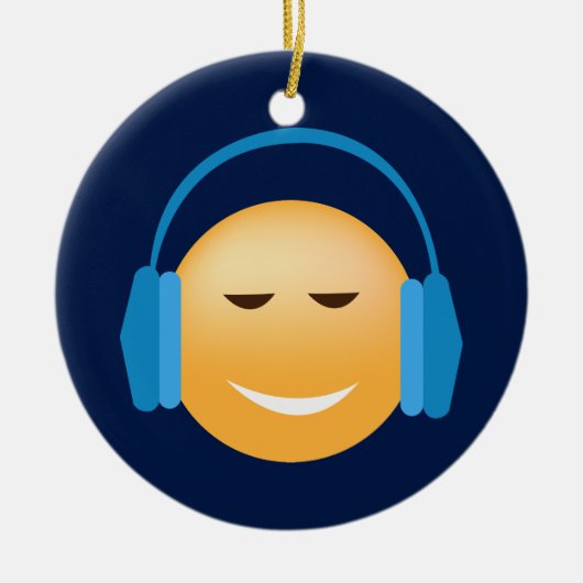 Emoji met hoofdtelefoon keramisch ornament (Voorkant)
