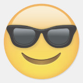 Emoji met zonnebril ronde sticker (Voorkant)