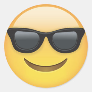 Emoji met zonnebril ronde sticker