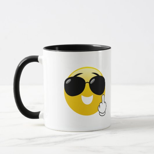 Emoji Middle Finger met zonnebril Coffee-Mok Mok (Links)