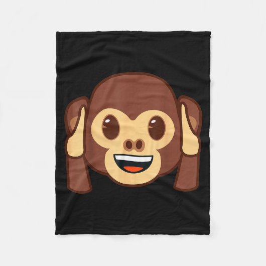 Emoji Monkey Holding Ears Yellow Smile Face  Fleece Deken (Voorkant)