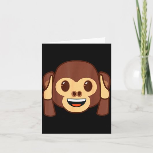 Emoji Monkey Holding Ears Yellow Smile Face Kaart (Voorkant)