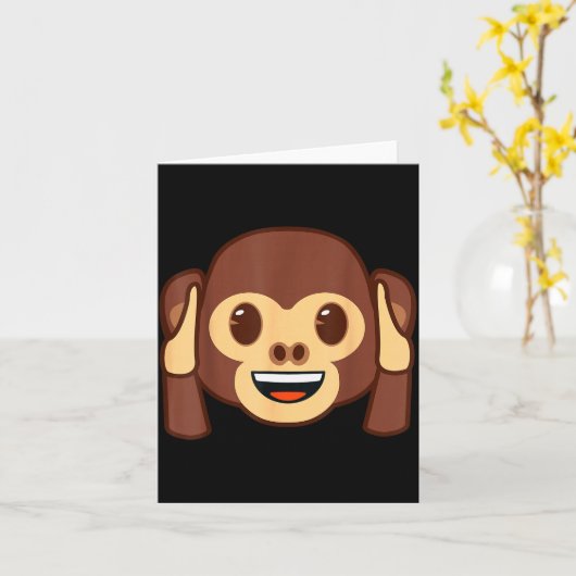 Emoji Monkey Holding Ears Yellow Smile Face  Kaart (Gele Bloem)