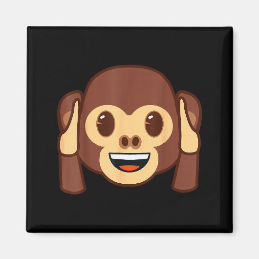 Emoji Monkey Holding Ears Yellow Smile Face Magneet (Voorkant)