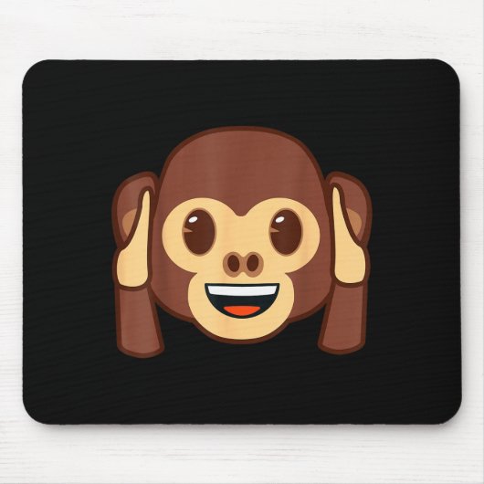 Emoji Monkey Holding Ears Yellow Smile Face Muismat (Voorkant)