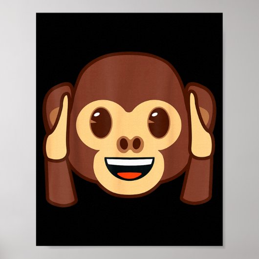Emoji Monkey Holding Ears Yellow Smile Face Poster (Voorkant)