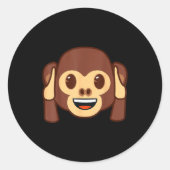 Emoji Monkey Holding Ears Yellow Smile Face  Ronde Sticker (Voorkant)