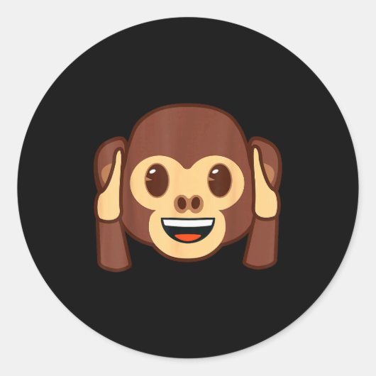 Emoji Monkey Holding Ears Yellow Smile Face  Ronde Sticker (Voorkant)
