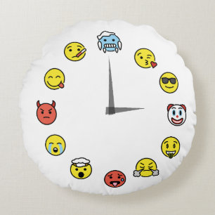 Emoji Mood Clock Face Sierkussen Rond Kussen